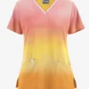 UA Butter-Soft STRETCH Evening Sky Ombre Apricot Sunset Women's 3-Pocket V-Neck With Trim Scrub Top