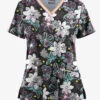 UA Butter-Soft STRETCH Jacobean Spring Eucalyptus Leaf Women's 3-Pocket V-Neck With Trim Scrub Top