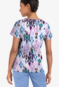 UA Butter-Soft STRETCH Varna Ikat Orchid Women's 6-Pocket Peasant Style Printed Scrub Top 5 UA Butter-Soft STRETCH Varna Ikat Orchid Women's 6-Pocket Peasant Style Printed Scrub Top -Clinic Love Style TS569VIOR 3