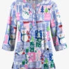 Butter-Soft Joyful Snowman Women's 2-Pocket Round Neckline Print Scrub Top