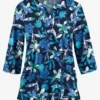 Butter-Soft Matisse Floral Navy Women's 2-Pocket Round Neckline Print Scrub Top