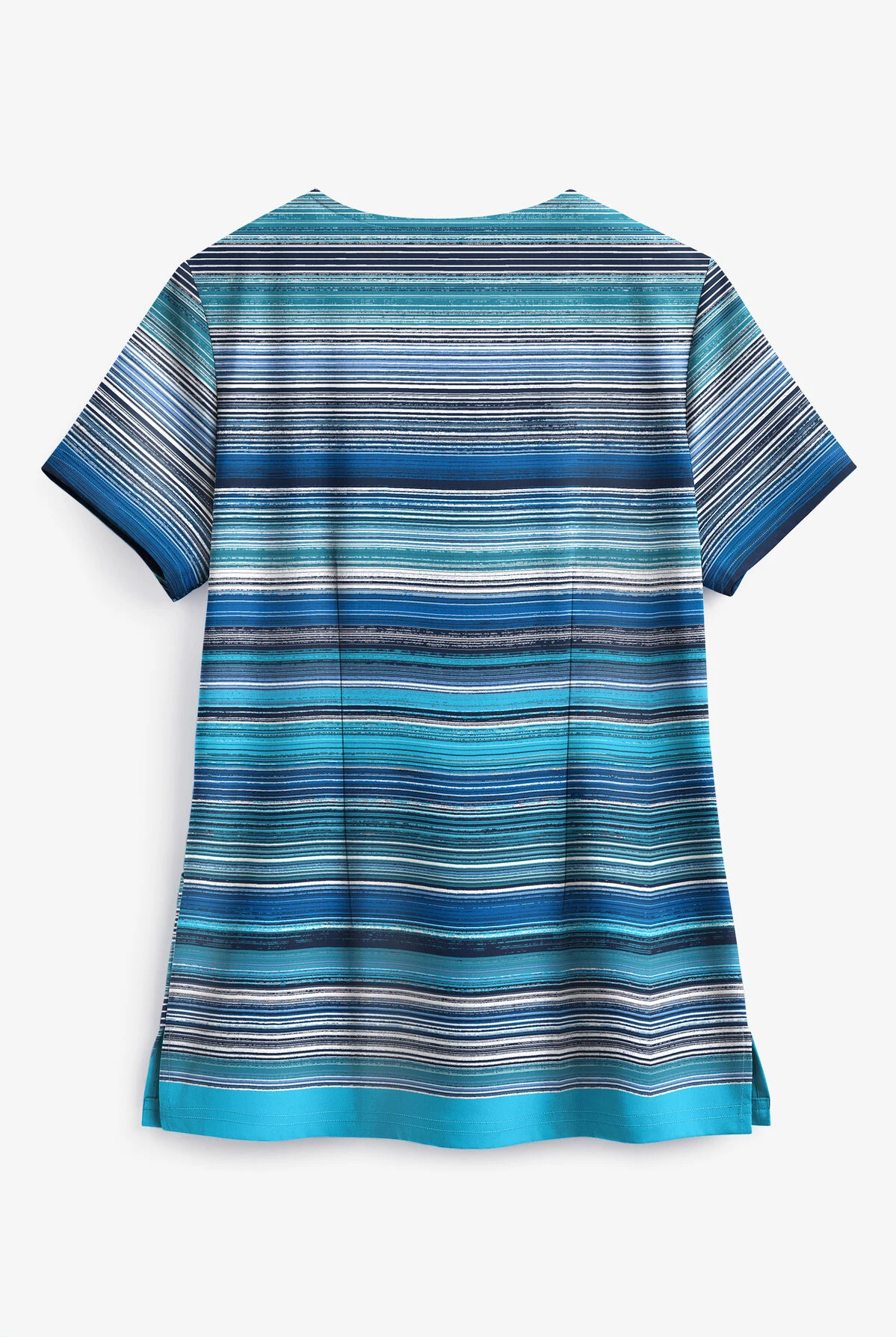 UA Butter-Soft STRETCH Artistic Stripes Navy Women's 2-Pocket V-Neck Print Scrub Top 2 UA Butter-Soft STRETCH Artistic Stripes Navy Women's 2-Pocket V-Neck Print Scrub Top - Image 2
