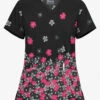 UA Butter-Soft Botanical Cascade Black Printed Women's 2-Pocket V-Neck Scrub Top