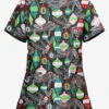 Butter-Soft Christmas Baubles Women's 2-Pocket With Angled Welts V-Neck Print Scrub Top