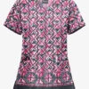 UA Butter-Soft STRETCH Day Dance Pewter Women's 2-Pocket V-Neck Print Scrub Top