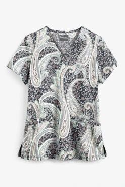 UA Butter-Soft STRETCH Floral Paisley Women's 2-Pocket V-Neck Print Scrub Top