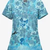 UA Butter-Soft Paisley Extravaganza Turquoise Women's 2-Pocket V-Neck Print Scrub Top