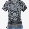 Easy STRETCH By Butter-Soft Paisley Black Print Scrub Top