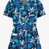 Butter-Soft Matisse Floral Navy Women's 4-Pocket Rounded V-Neck Printed Scrub Top