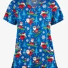 Butter-Soft Santa On Vacation Royal Women's 4-Pocket Rounded V-Neck Printed Scrub Top