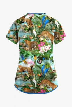 Easy Stretch By Butter-Soft Tropical Paradise Women's 4-Pocket Raglan Printed Scrub Top -Clinic Love Style TS728TRPS 3