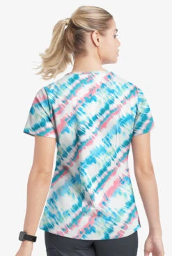 UA Butter-Soft STRETCH Belize Ikat Women's 4-Pocket Grommet Printed Scrub Top -Clinic Love Style TS754BIWT 3