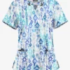 UA Butter-Soft STRETCH Cascading Ikat Amparo Blue Women's 4-Pocket Large Grommet Print Scrub Top