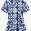 UA Butter-Soft STRETCH Desert Rose Navy Women's 4-Pocket Large Grommet Print Scrub Top