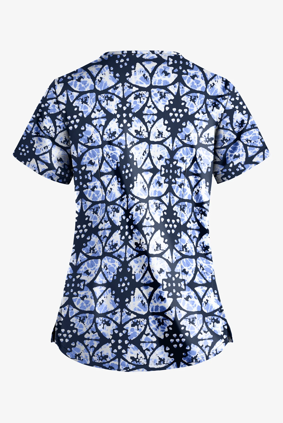 UA Butter-Soft STRETCH Desert Rose Navy Women's 4-Pocket Large Grommet Print Scrub Top 2 UA Butter-Soft STRETCH Desert Rose Navy Women's 4-Pocket Large Grommet Print Scrub Top - Image 2