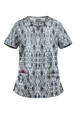 UA Butter-Soft STRETCH Kasih Ikat Women's 4-Pocket V-Neck Print Scrub Top