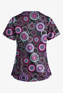 UA Butter-Soft STRETCH Floral Women’s 4-Pocket Grommet Neck Detail Scrub Top -Clinic Love Style TS754OFBL 3