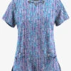 UA Butter-Soft STRETCH Urban Animal Orchid Women's 4-Pocket Grommet Printed Scrub Top