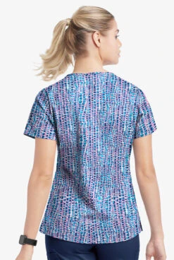 UA Butter-Soft STRETCH Urban Animal Orchid Women's 4-Pocket Grommet Printed Scrub Top 5 UA Butter-Soft STRETCH Urban Animal Orchid Women's 4-Pocket Grommet Printed Scrub Top -Clinic Love Style TS754UAOR 3