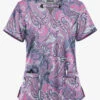 UA Butter-Soft STRETCH Vienna Paisley Silver Women's 4-Pocket Large Grommet Print Scrub Top