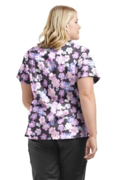 UA Butter-Soft STRETCH Blooms And Butterflies Pewter Women's 4-Pocket Crisscross Printed Scrub Top 5 UA Butter-Soft STRETCH Blooms And Butterflies Pewter Women's 4-Pocket Crisscross Printed Scrub Top -Clinic Love Style TS756BSPW 3