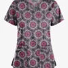 UA Butter-Soft STRETCH Splash Of Geo Pewter Women's 4-Pocket Criss Cross Print Scrub Top