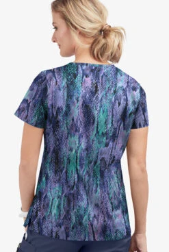 UA Butter-Soft STRETCH Lux Python Black Printed Women's 4-Pocket Crisscross Scrub Top 5 UA Butter-Soft STRETCH Lux Python Black Printed Women's 4-Pocket Crisscross Scrub Top -Clinic Love Style TS756LNBL 100323 3