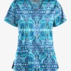 UA Butter-Soft STRETCH Romanian Ikat Dew Drop Women's 4-Pocket Crisscross Print Scrub Top