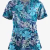UA Butter-Soft STRETCH Tropical Mix Navy Women's 4-Pocket Crisscross Printed Scrub Top