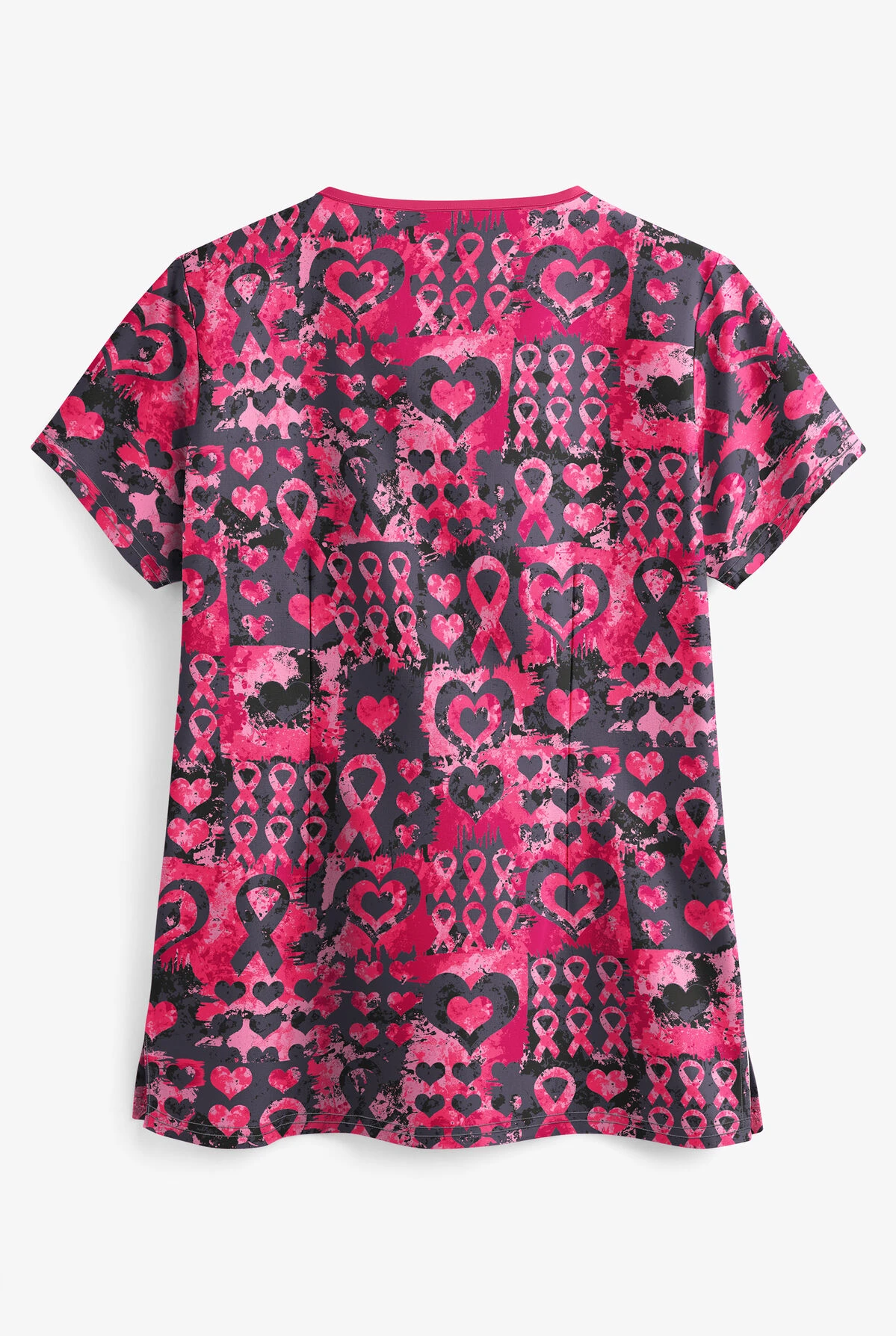 UA Best Buy Scrubs Pink Ribbon Passion Granite Women's 4-Pocket Princess Seam Print Scrub Top 2 UA Best Buy Scrubs Pink Ribbon Passion Granite Women's 4-Pocket Princess Seam Print Scrub Top - Image 2