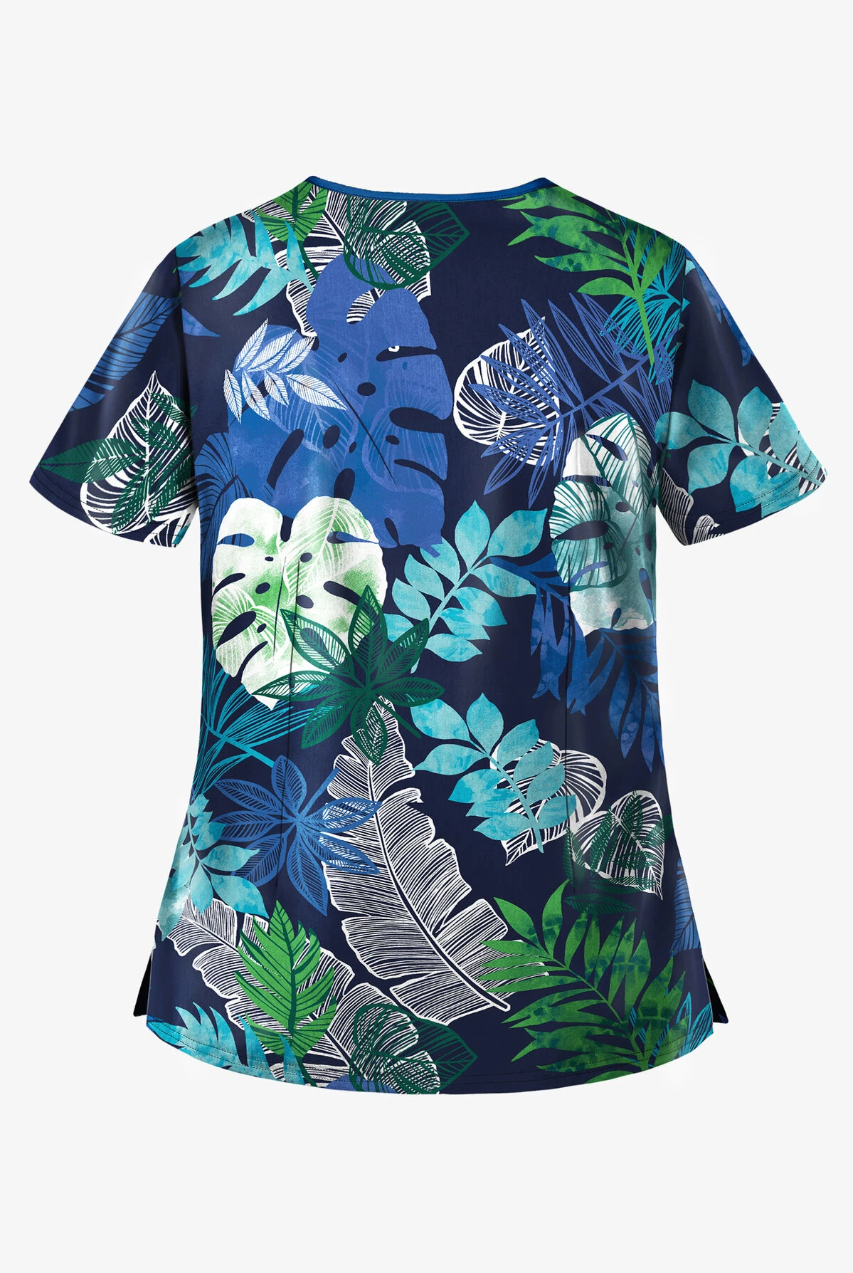 UA Best Buy Scrubs Jungle Fronds Navy Women's 4-Pocket Princess Seam Print Scrub Top 2 UA Best Buy Scrubs Jungle Fronds Navy Women's 4-Pocket Princess Seam Print Scrub Top - Image 2
