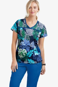 UA Best Buy Scrubs Jungle Fronds Navy Women's 4-Pocket Princess Seam Print Scrub Top 5 UA Best Buy Scrubs Jungle Fronds Navy Women's 4-Pocket Princess Seam Print Scrub Top -Clinic Love Style UA864JFN 3
