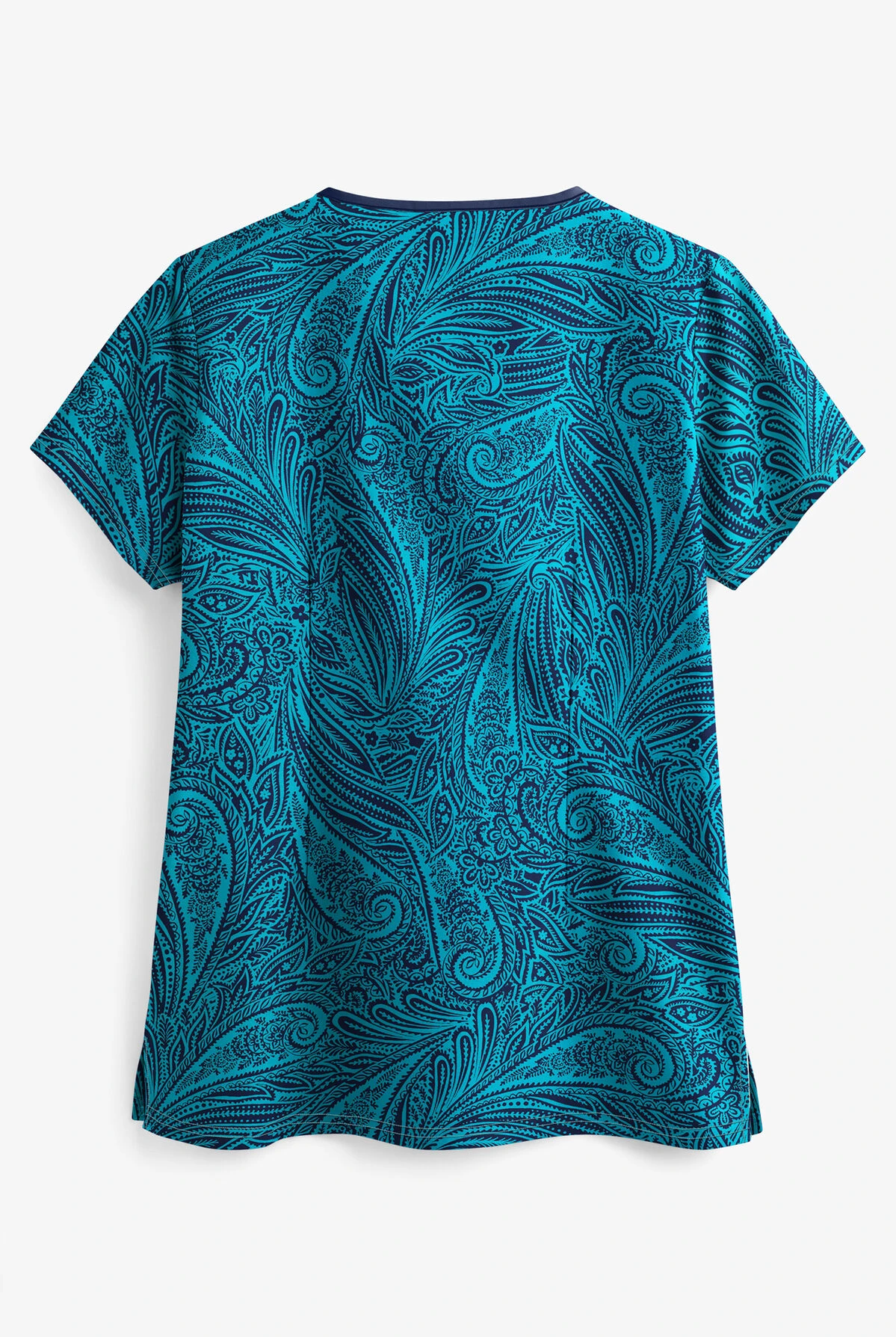 UA Paisley Delight Turquoise Women's 4-Pocket Princess Seam Print Scrub Top 2 UA Paisley Delight Turquoise Women's 4-Pocket Princess Seam Print Scrub Top - Image 2