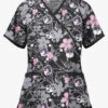 Butter-Soft London Floral Women's 2-Pocket Mock Wrap Printed Scrub Top