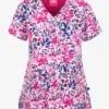UA Exclusive Zavate Bella Bold Botanicals Floral Women's 2-Pocket STRETCH V-Neck Print Scrub Top