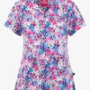 UA Exclusive Zavate Bella Beautiful Illusions Women's 2-Pocket STRETCH V-Neck Print Scrub Top
