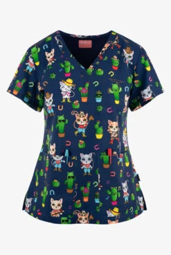 UA Exclusive Zavate Ava Therese Cat-cus Women's 2-Pocket STRETCH V-Neck Print Top