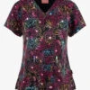UA Exclusive Zavate Ava Therese Fab In Floral Women's 2-Pocket STRETCH V-Neck Print Scrub Top