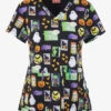 UA Exclusive Zavate Ava Therese Feeling Fa-boo-lous Women's 2-Pocket STRETCH V-Neck Print Scrub Top