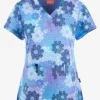 UA Exclusive Zavate Ava Therese Floral Visions Women's 2-Pocket STRETCH V-Neck Print Scrub Top