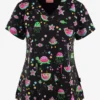 Zavate Ava Therese One In A Melon Sea Life Women's 2-Pocket STRETCH V-Neck Print Scrub Top