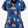Zavate Ava Therese Unicorn Sloth Squad Women's 2-Pocket STRETCH V-Neck Print Scrub Top
