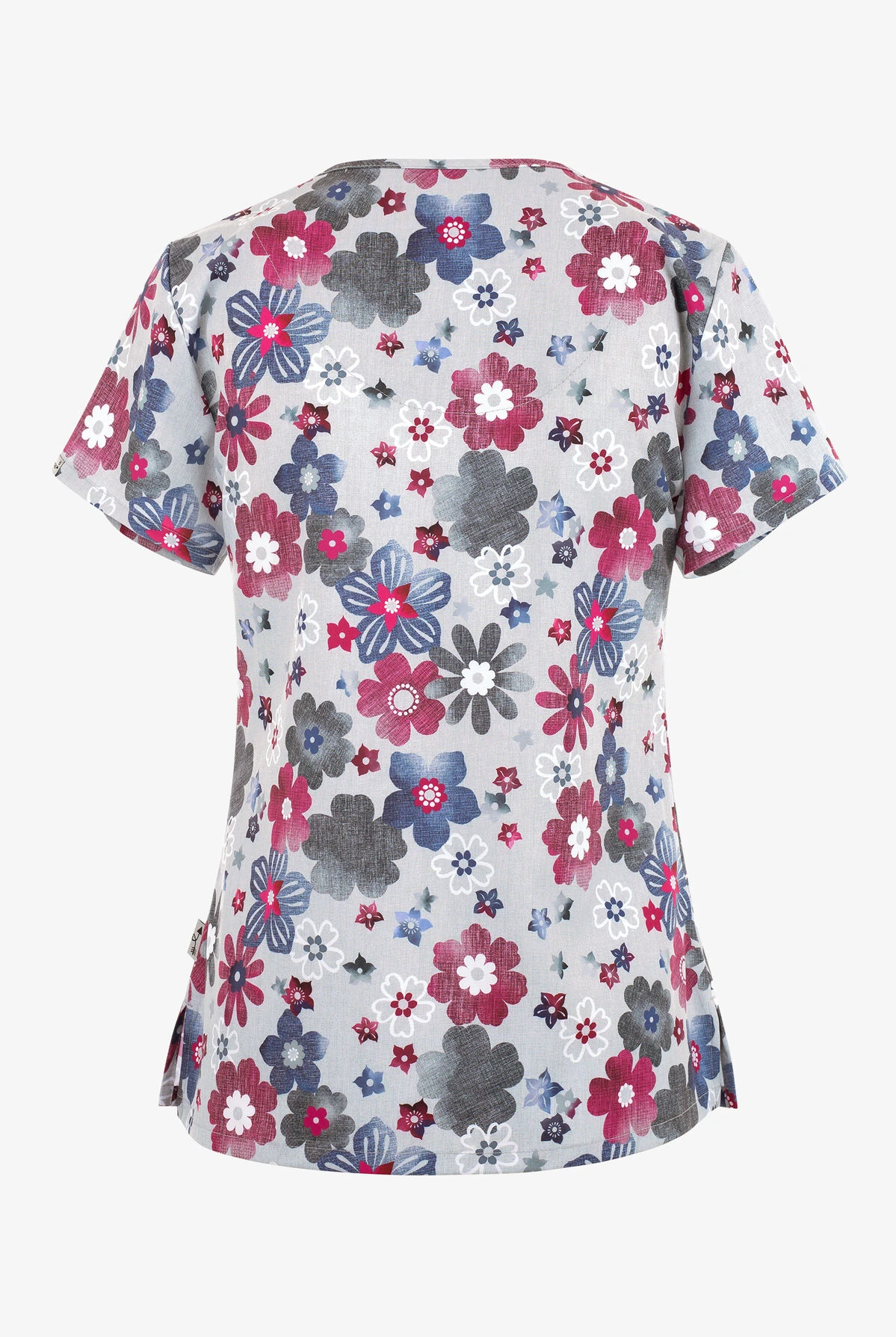 Zavate Ava Therese Floral Splash Of Heather Women's 2-Pocket STRETCH V-Neck Print Scrub Top 2 Zavate Ava Therese Floral Splash Of Heather Women's 2-Pocket STRETCH V-Neck Print Scrub Top - Image 2