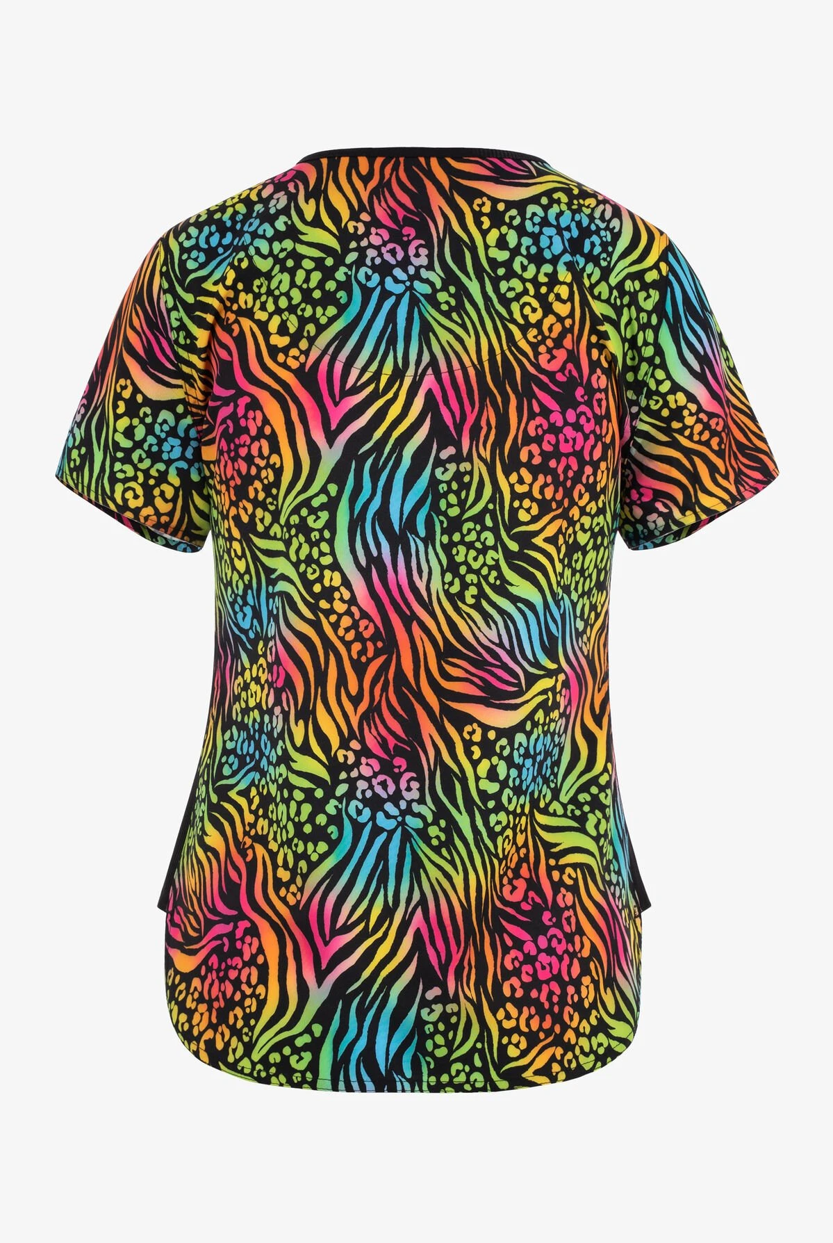 Zavate Ava Therese Bold Moves Animal Women's 2-Pocket STRETCH V-Neck Print Scrub Top 2 Zavate Ava Therese Bold Moves Animal Women's 2-Pocket STRETCH V-Neck Print Scrub Top - Image 2