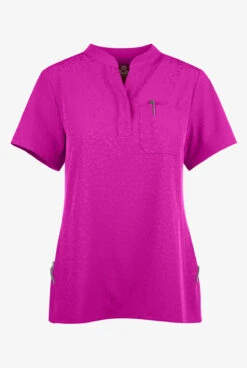 UA Exclusive Bella By Zavate Grace Jacquard Women's 3-Pocket STRETCH Mandarin Collar Tuck In Top