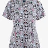 Zoe & Chloe Panda Jams Women's 2-Pocket STRETCH V-Neck Print ScrubTop
