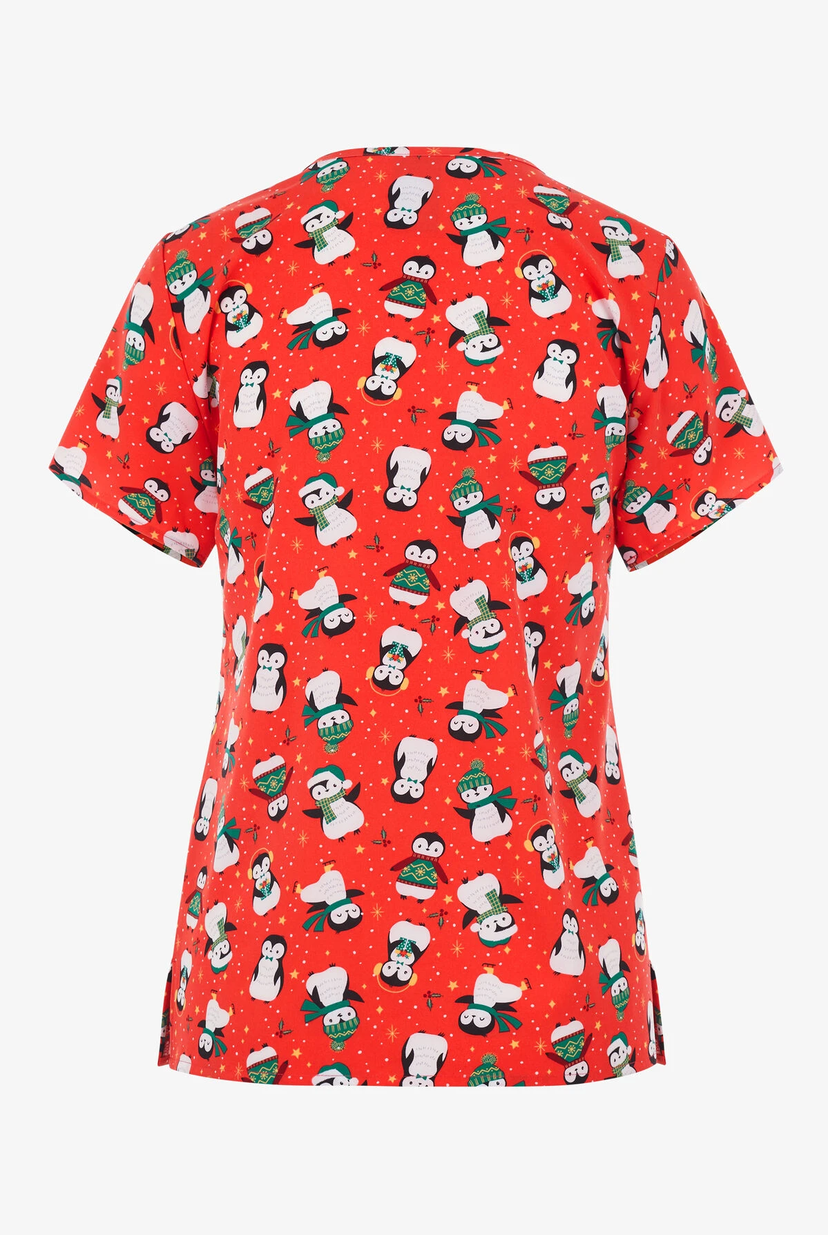 Zoe & Chloe Waddle Wish Women's 2-Pocket STRETCH V-Neck Print Scrub Top 2 Zoe & Chloe Waddle Wish Women's 2-Pocket STRETCH V-Neck Print Scrub Top - Image 2