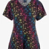 Zoe & Chloe Ombre All Day Paw And Bone Women's 2-Pocket STRETCH V-Neck Print Scrub Top