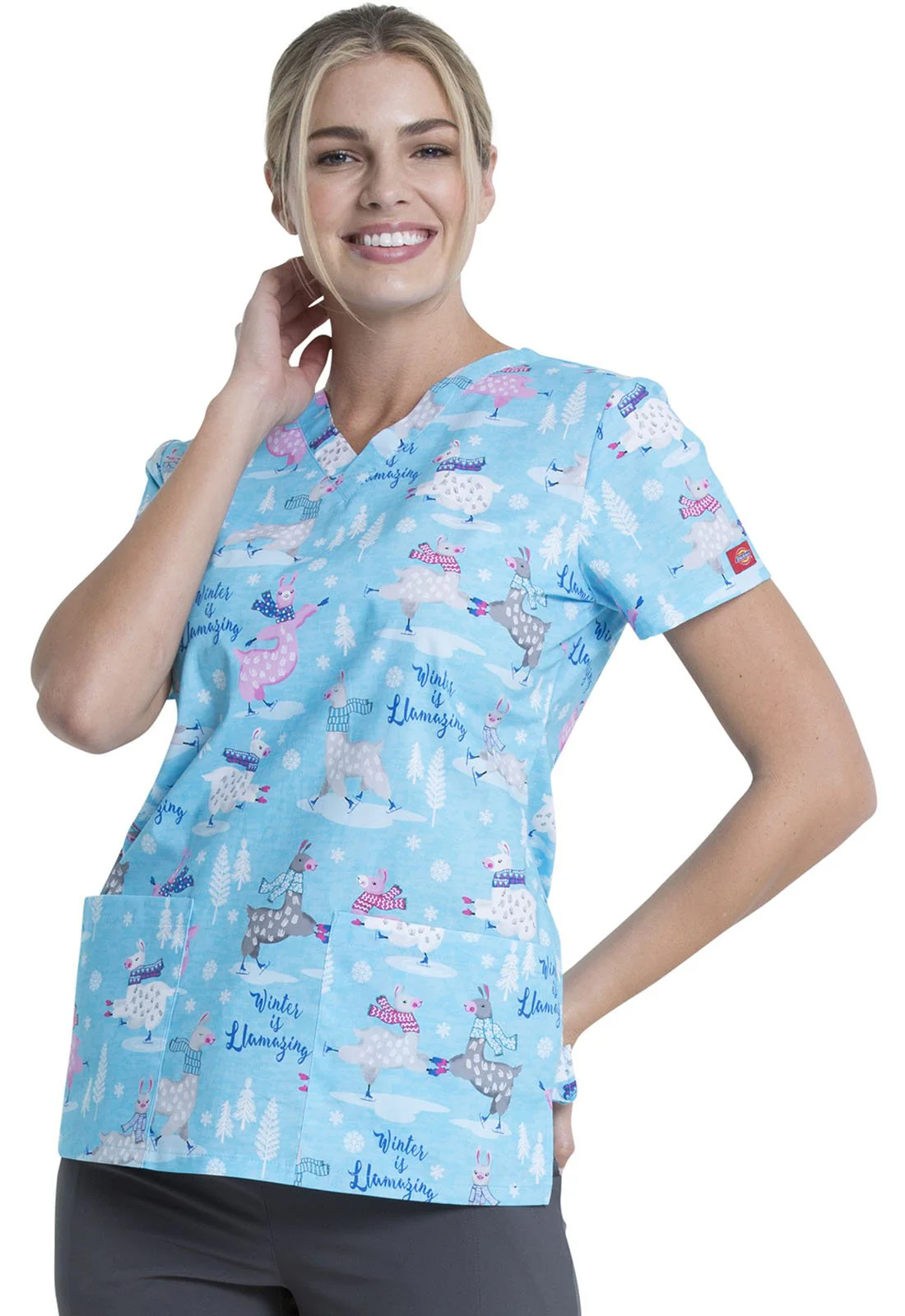 Clinic Love Style -Clinic Love Style llama print v neck scrub top dk704 will 250066 1